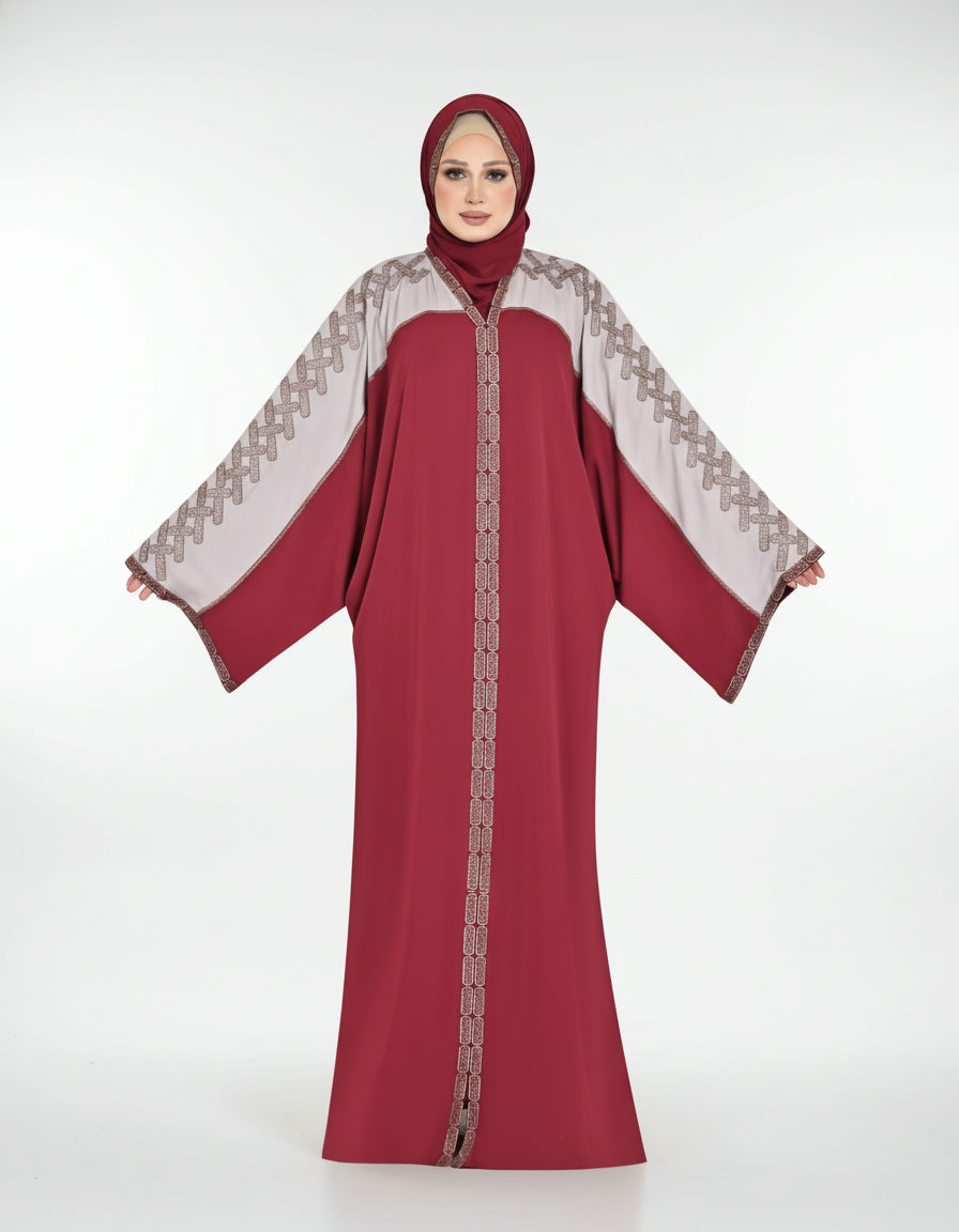 Full Zipper Butterfly Abaya