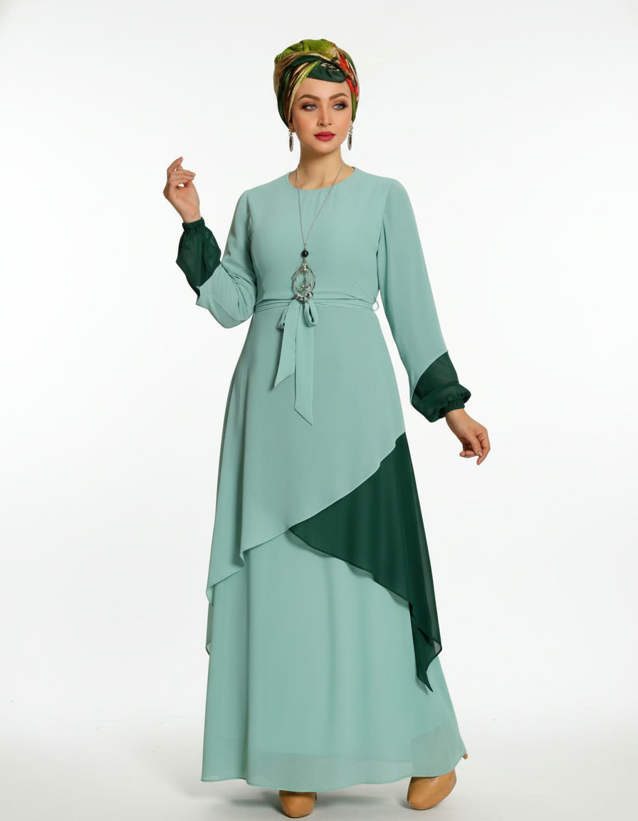 Bi-Color Chiffon Dress