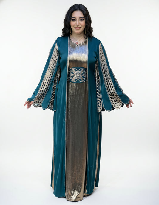Zahra Regal Embellished Layered Abaya