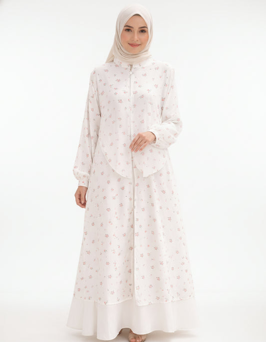 The Blossom Series: Premium Floral Zip-Up Jilbab Set