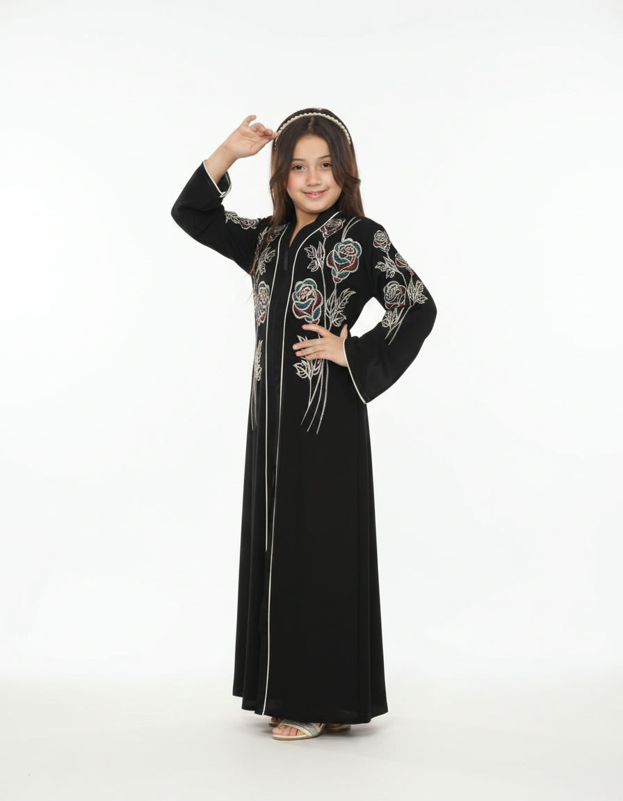 Embroidered Full-Length Abaya for Girl