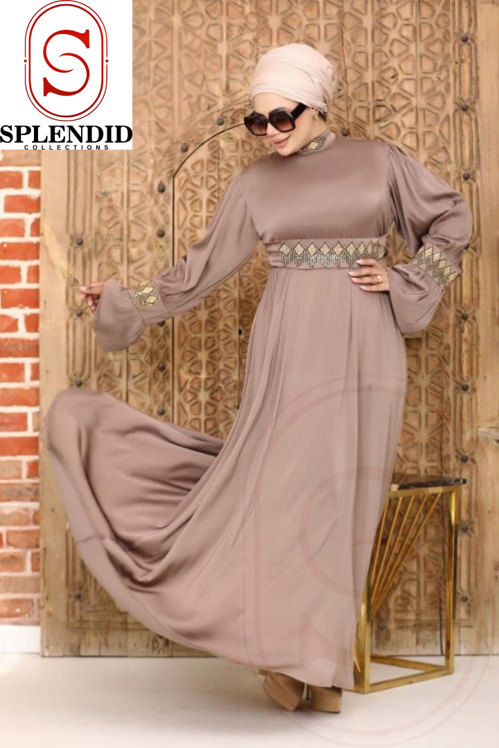 Flowy Embroidered Abaya with Clinched Waist