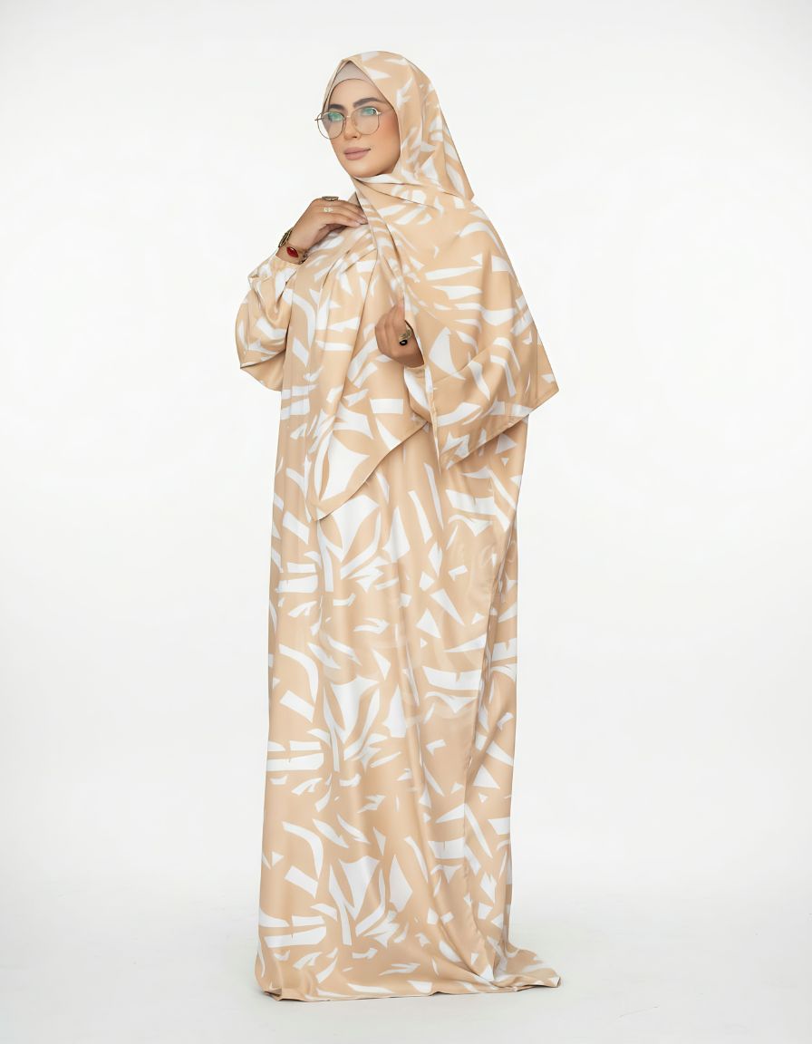 The Noor Jilbab: Beautiful Printed One-Piece Prayer Jilbab (Instant Coverage)