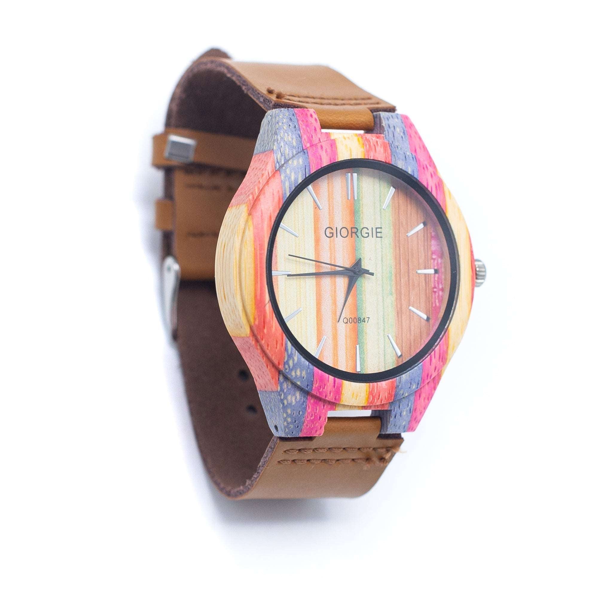 Bamboo Watch Eco unisex Colorful Watch Eco Natural Leather Strap WA-324(BOX-1)