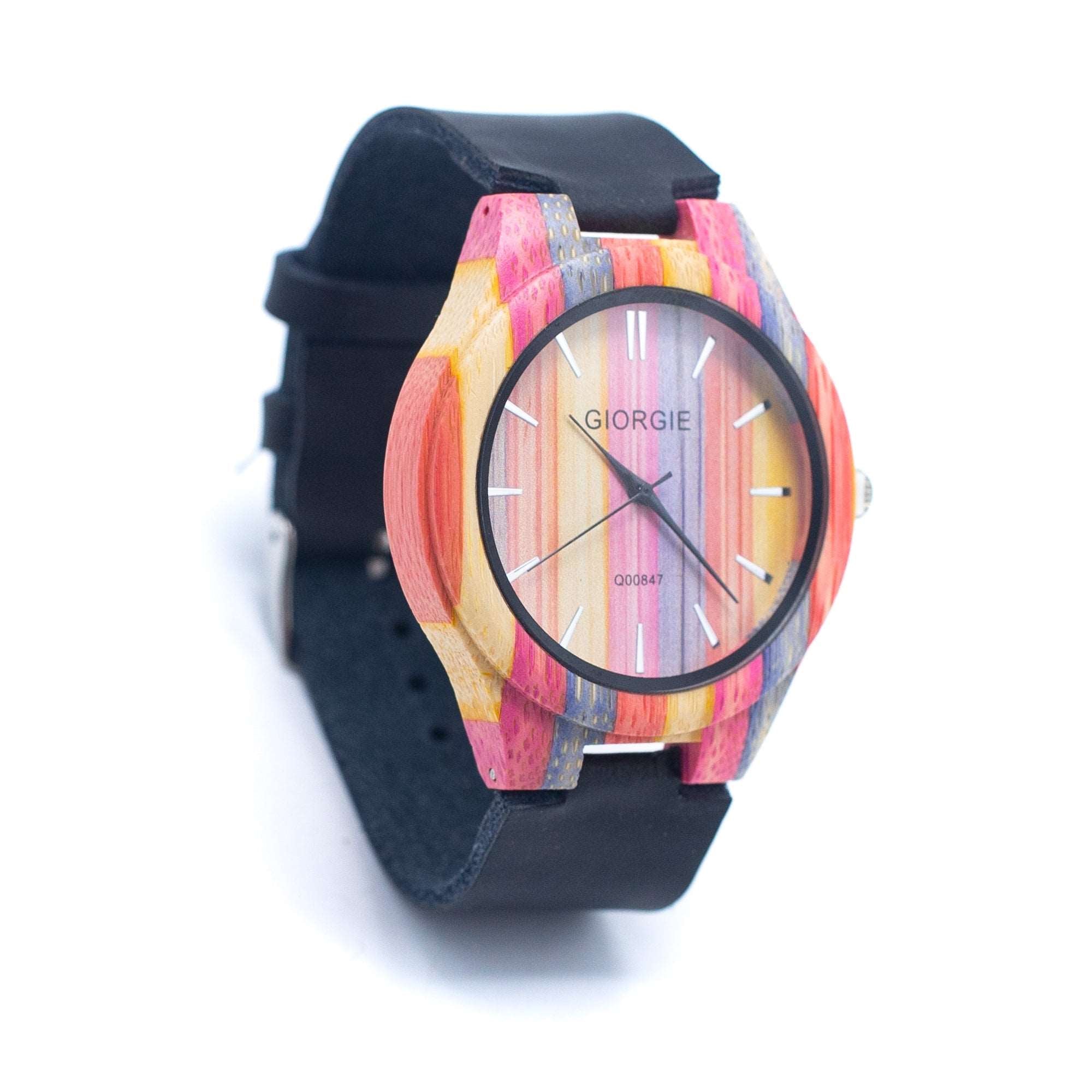 Bamboo Watch Eco unisex Colorful Watch Eco Natural Leather Strap WA-324(BOX-1)