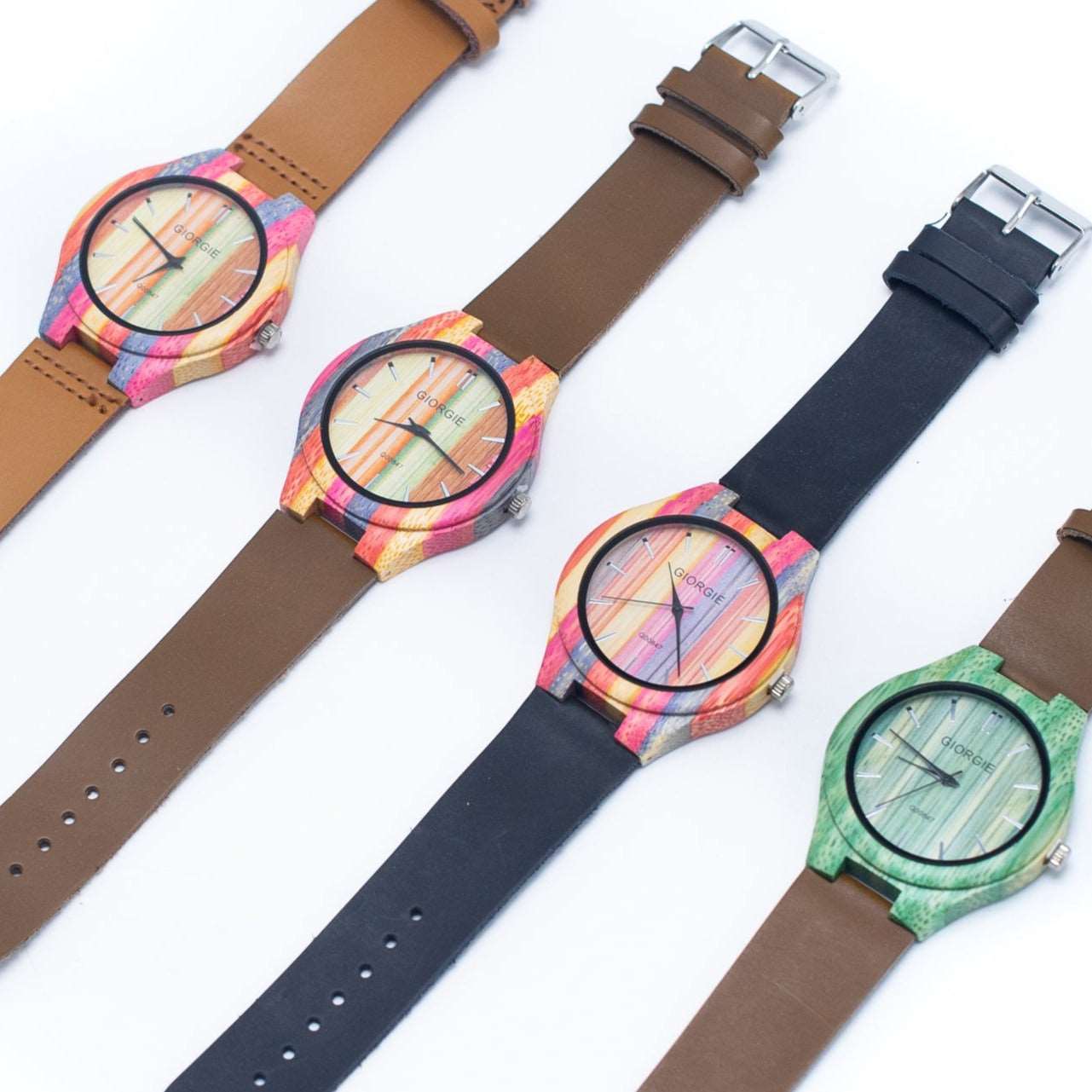 Bamboo Watch Eco unisex Colorful Watch Eco Natural Leather Strap WA-324(BOX-1)