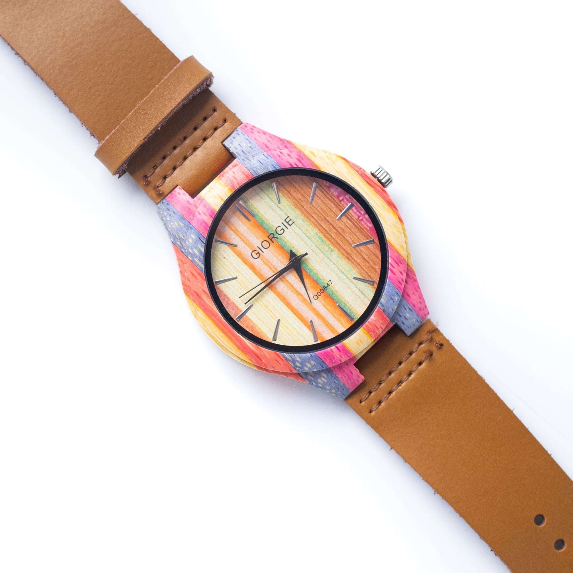 Bamboo Watch Eco unisex Colorful Watch Eco Natural Leather Strap WA-324(BOX-1)