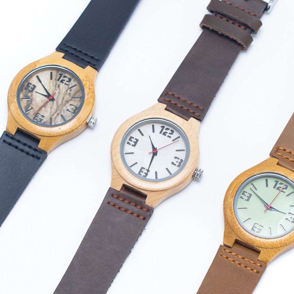 Bamboo Watch Eco women Colorful Watch Eco Natural Leather Strap WA-327(BOX-1)