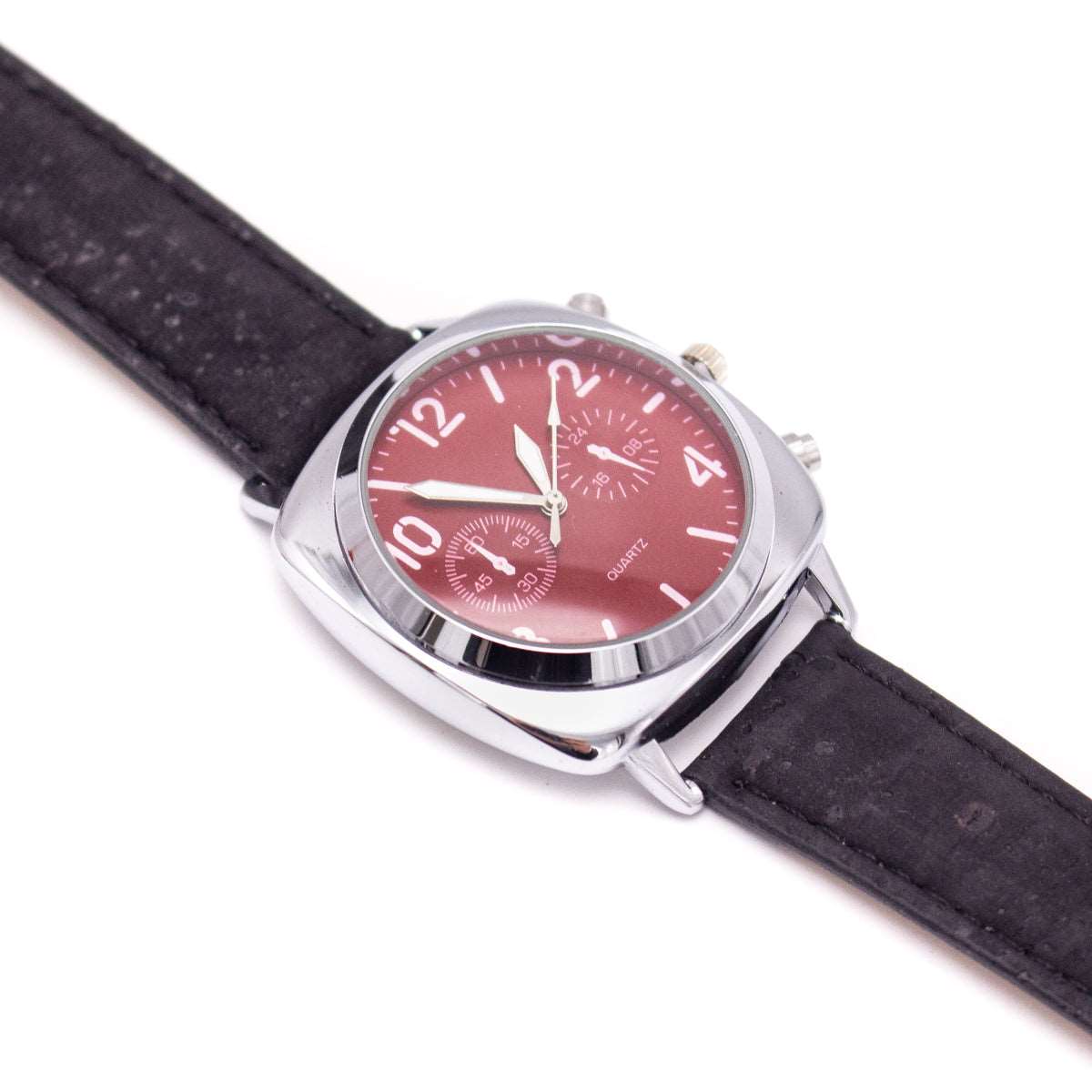 Matt black and crackled natural cork watch WA-172-BOX-F