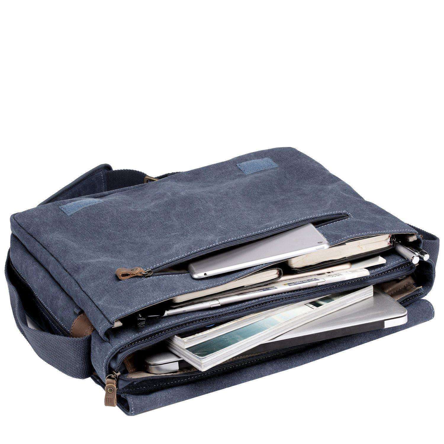 TRP0371 Troop London Classic Canvas Laptop Large Messenger Bag - 18'' Diagonally