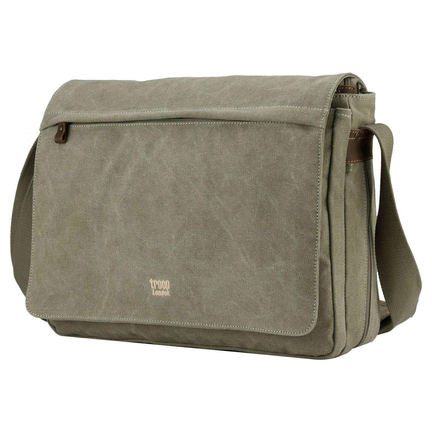 TRP0371 Troop London Classic Canvas Laptop Large Messenger Bag - 18'' Diagonally