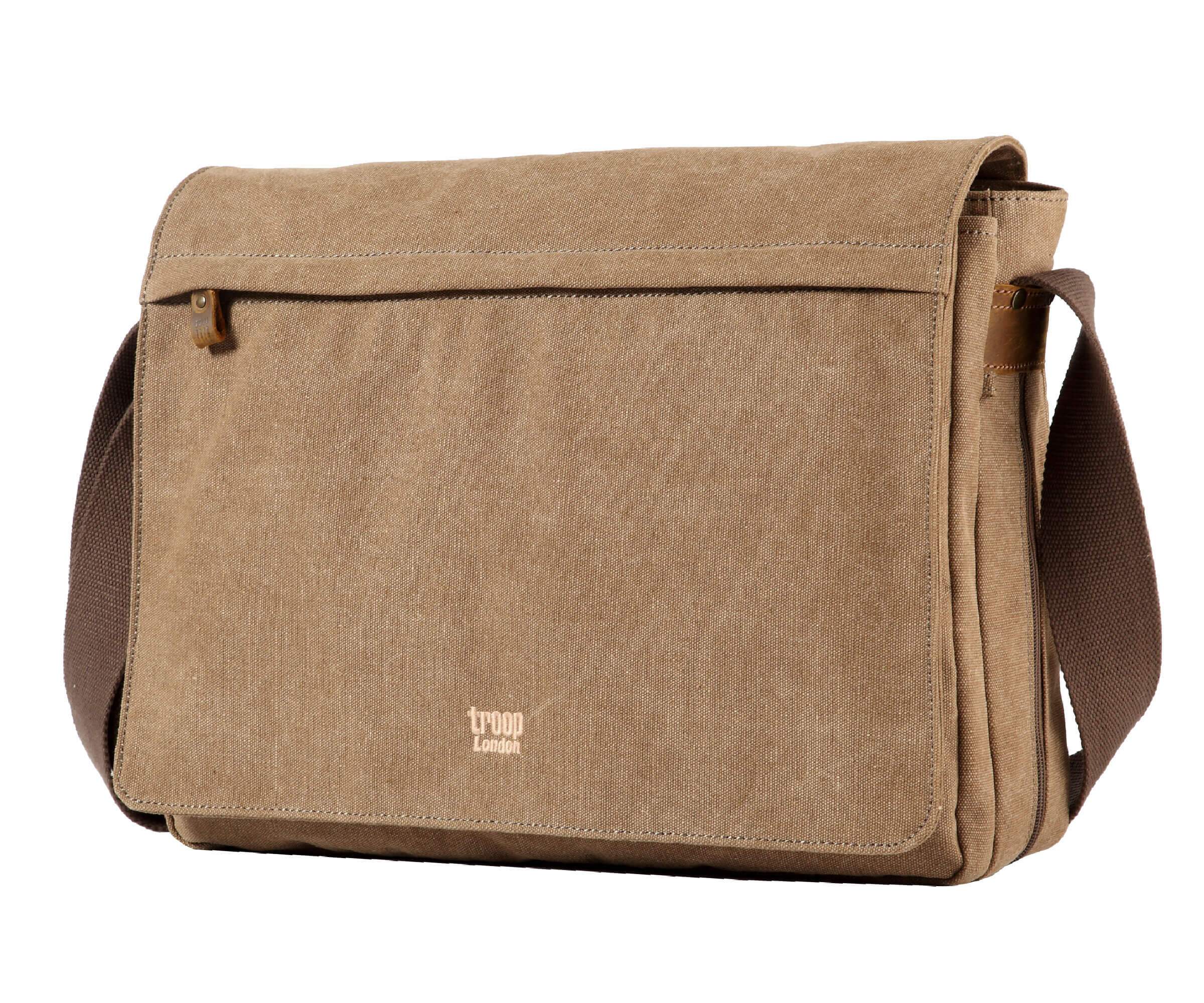 TRP0371 Troop London Classic Canvas Laptop Large Messenger Bag - 18'' Diagonally