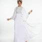 Elegant Embellished Bodice  with Flutter Cape Sleeves