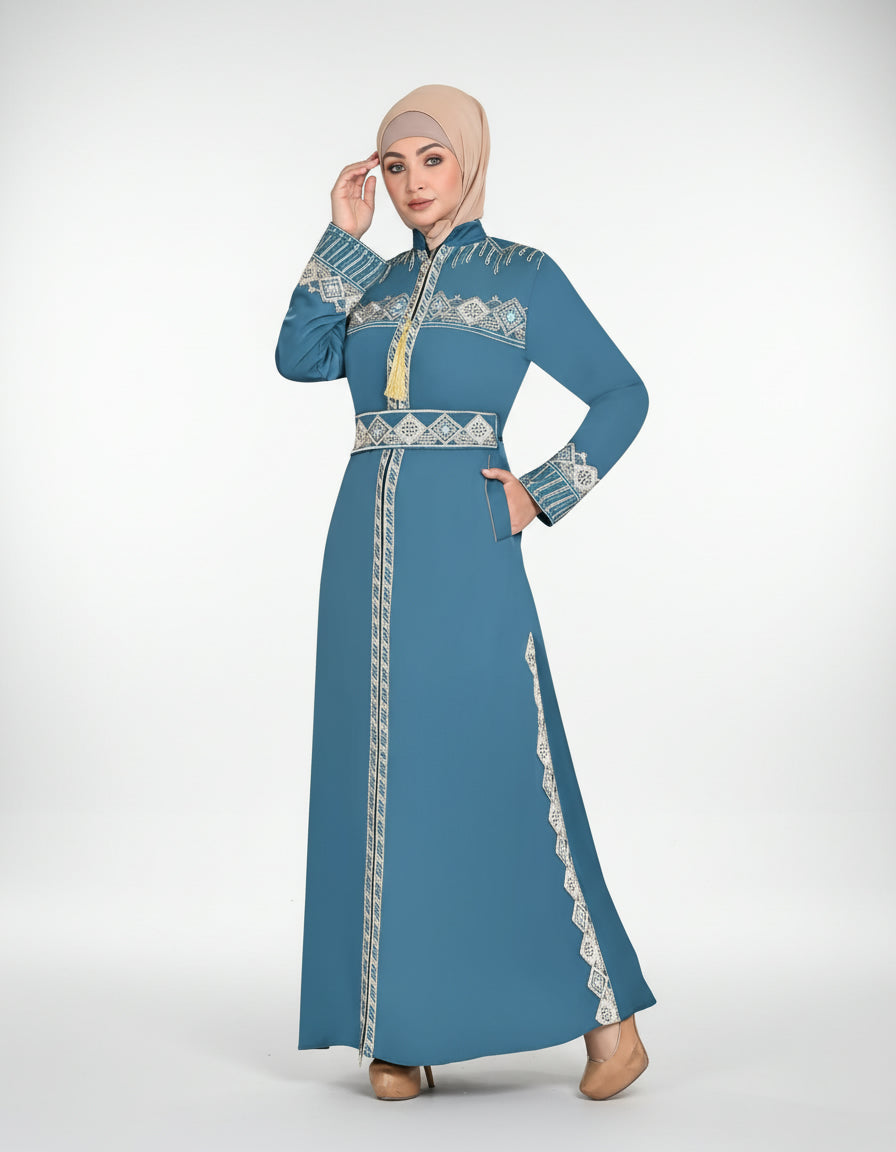 Embroidered Luxurious Silk Abaya
