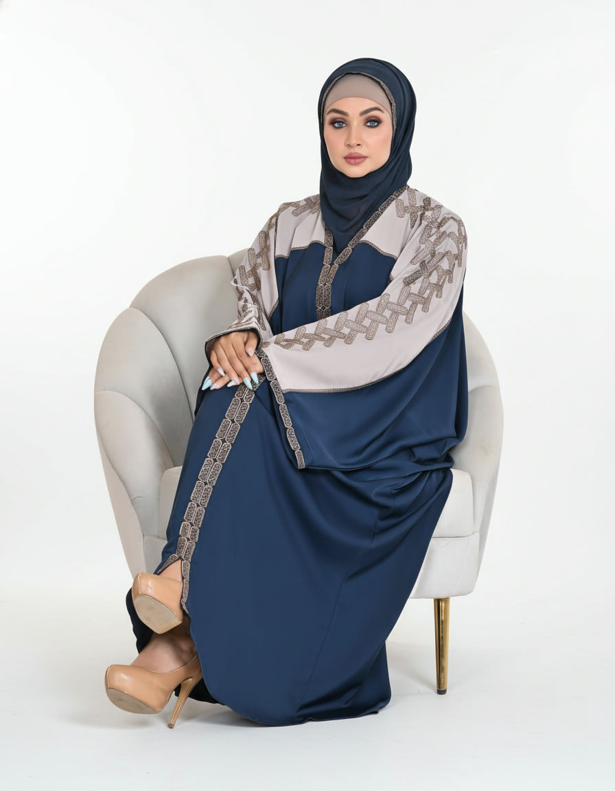 Full Zipper Butterfly Abaya