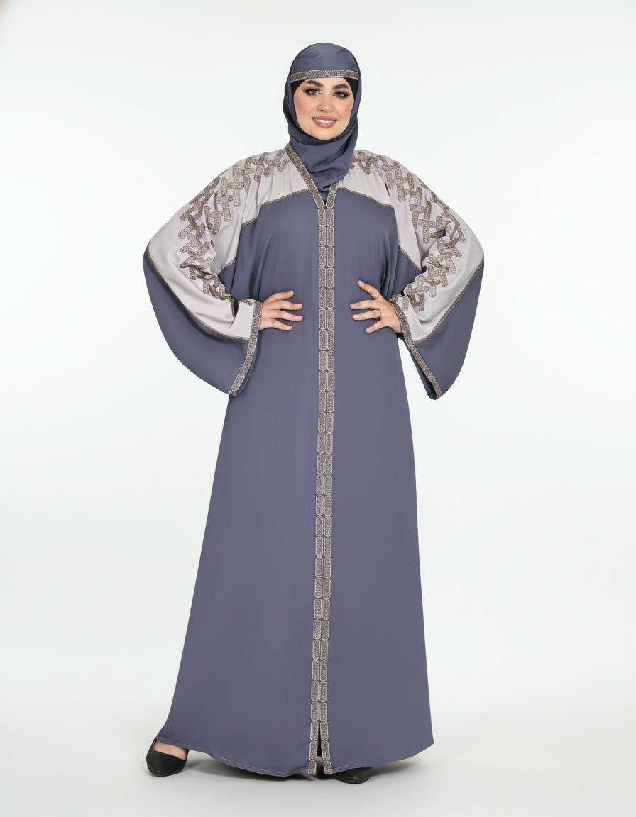 Full Zipper Butterfly Abaya