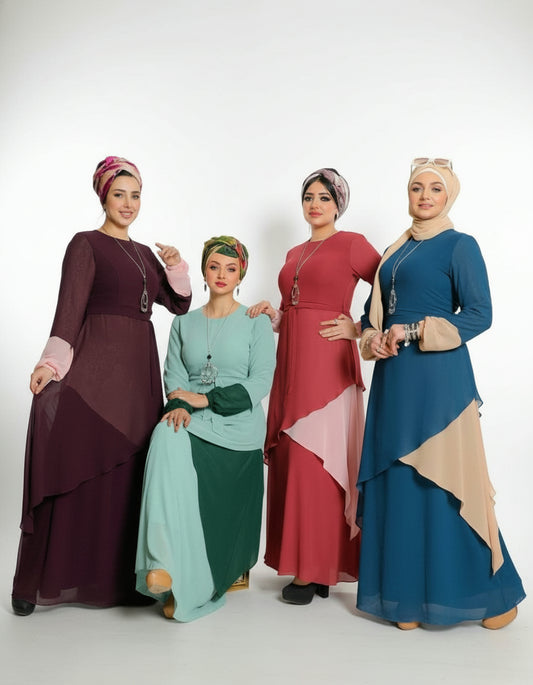 Bi-Color Chiffon Dress