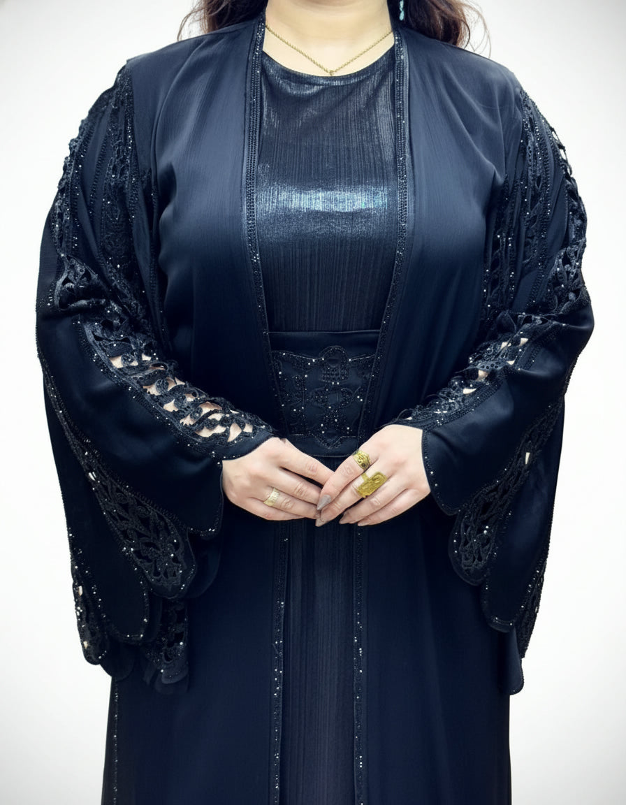 Zahra Regal Embellished Layered Abaya