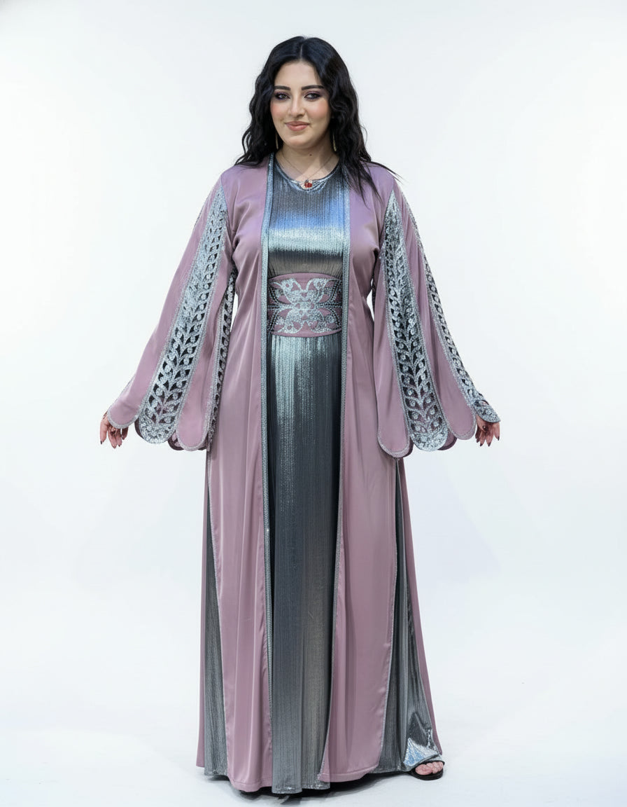 Zahra Regal Embellished Layered Abaya Set