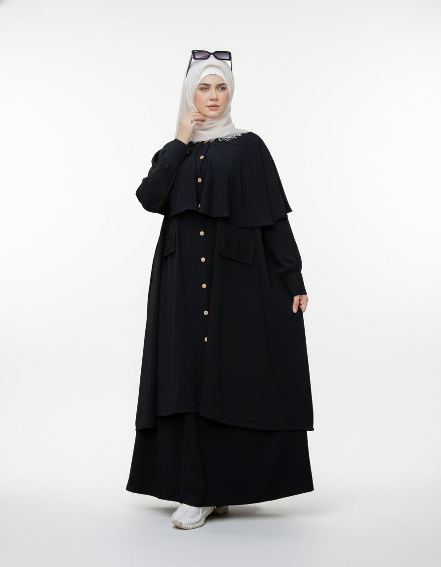Two-piece layered Jilbab