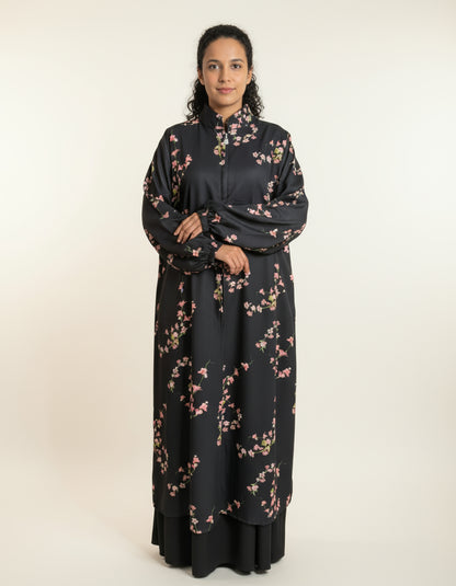 The Blossom Series: Premium Floral Zip-Up Jilbab Set