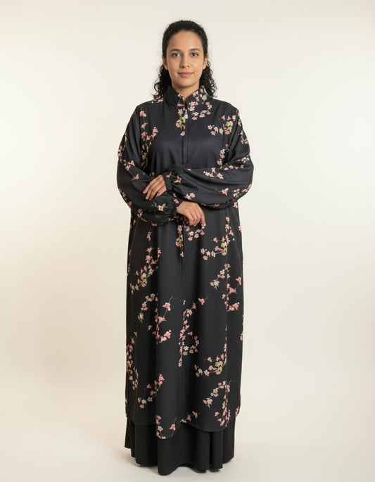 The Blossom Series: Premium Floral Zip-Up Jilbab Set