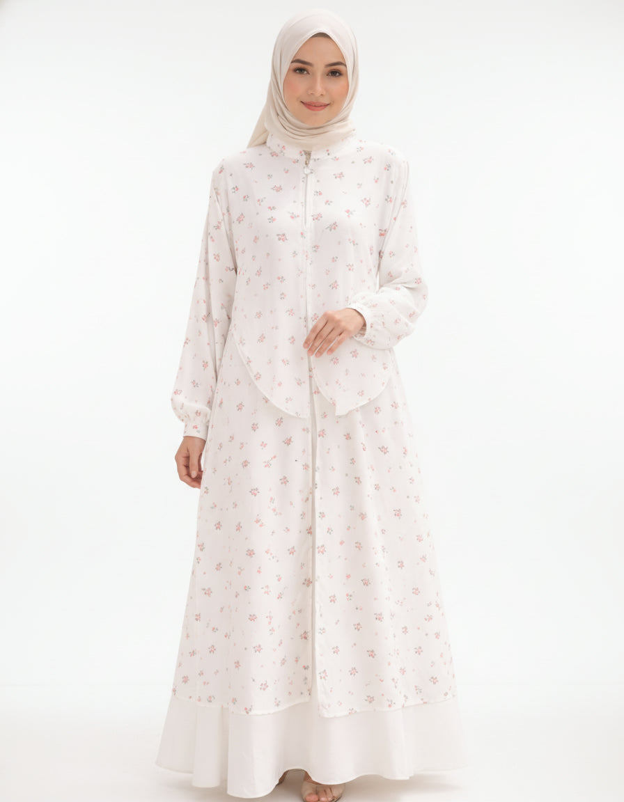 The Blossom Series: Premium Floral Zip-Up Jilbab Set