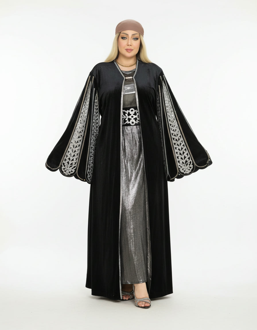Zahra Regal Embellished Layered Abaya