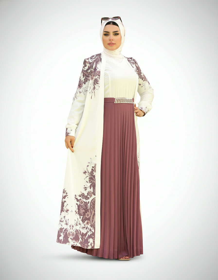 Elegant Floral Two Piece Dress