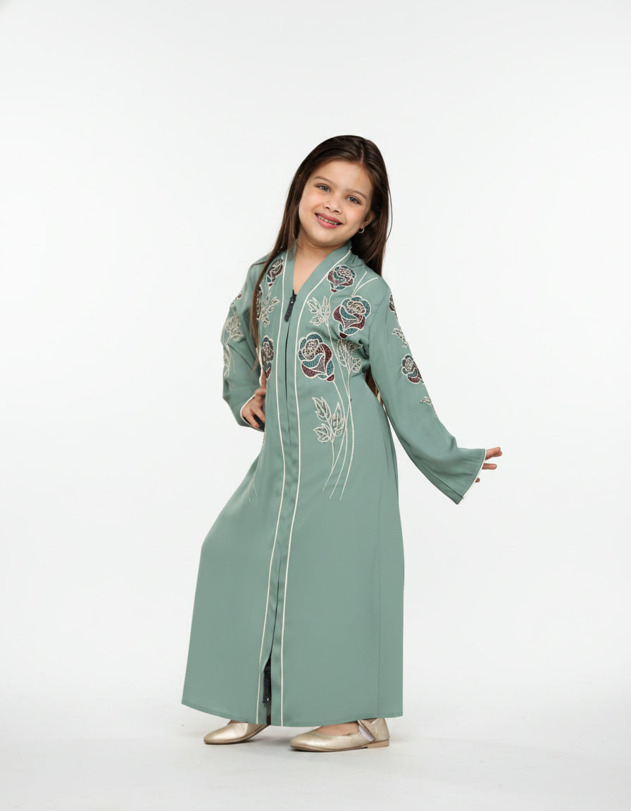Embroidered Full-Length Abaya for Girl