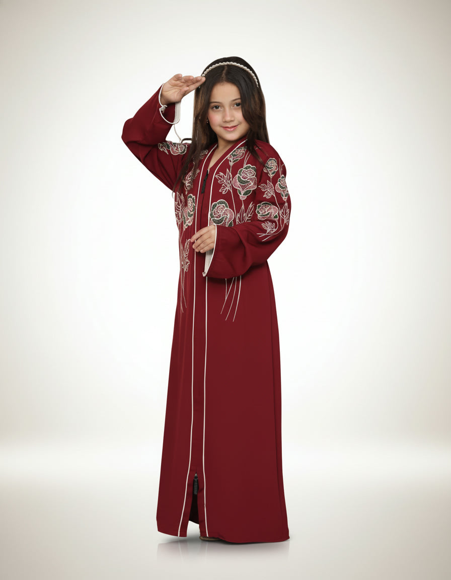 Embroidered Full-Length Abaya for Girl