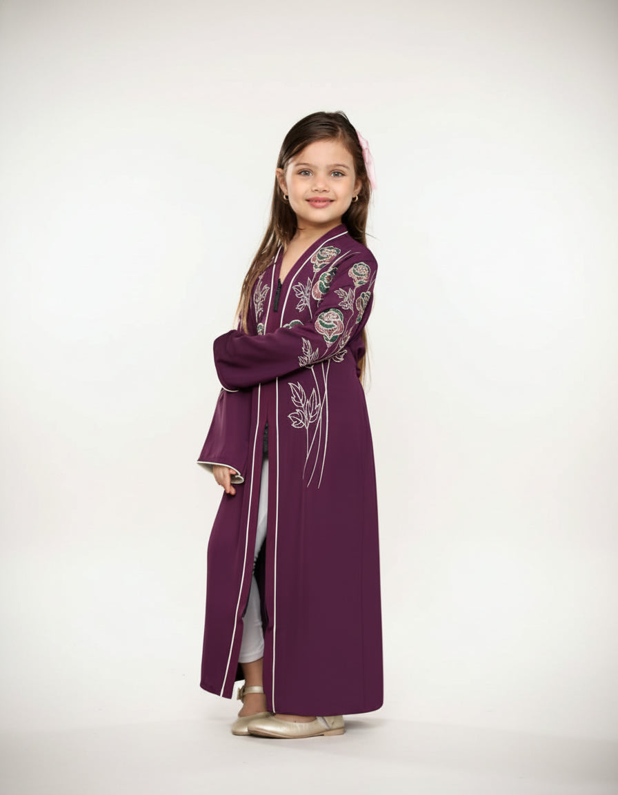 Embroidered Full-Length Abaya for Girl