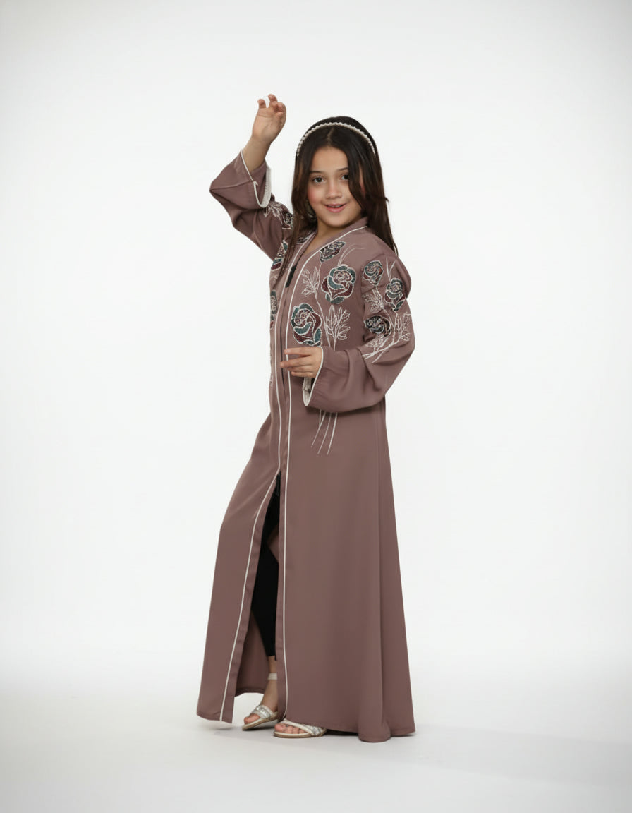 Embroidered Full-Length Abaya for Girl