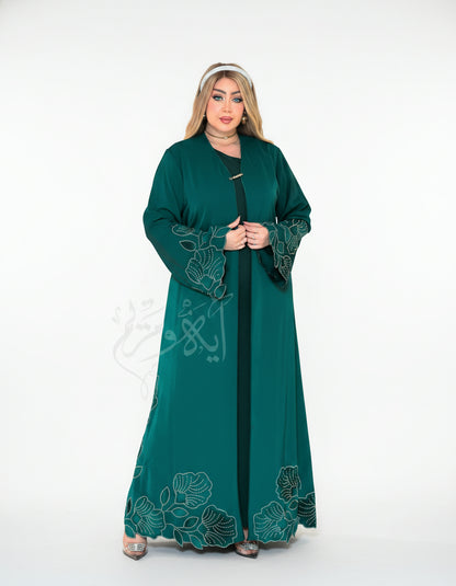 Modern Floral Embroidered Abaya set