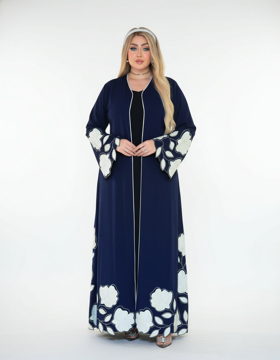 Modern Floral Embroidered Abaya set