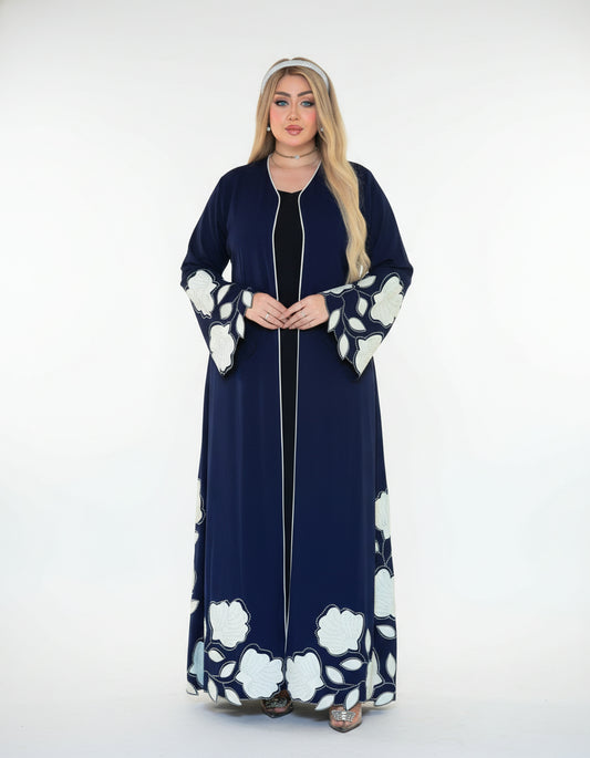Modern Floral Embroidered Abaya set