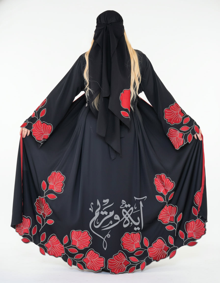 Modern Floral Embroidered Abaya set