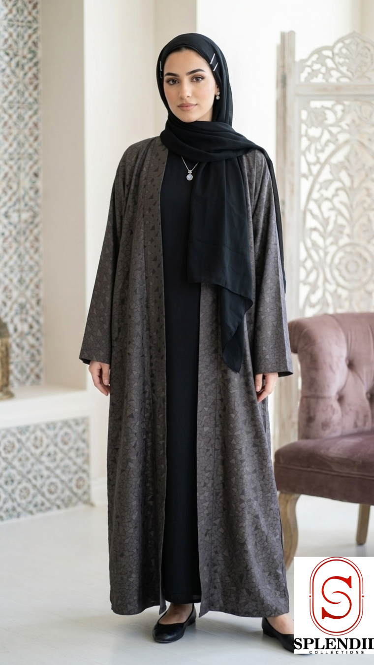 Geometric Abaya Sets - Modern Geometric Patterned Outer with Matching Inner Dress