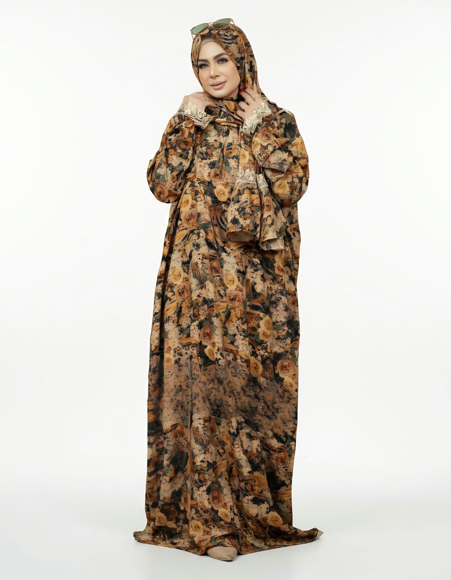 The Noor Jilbab: Beautiful Printed One-Piece Prayer Jilbab (Instant Coverage)