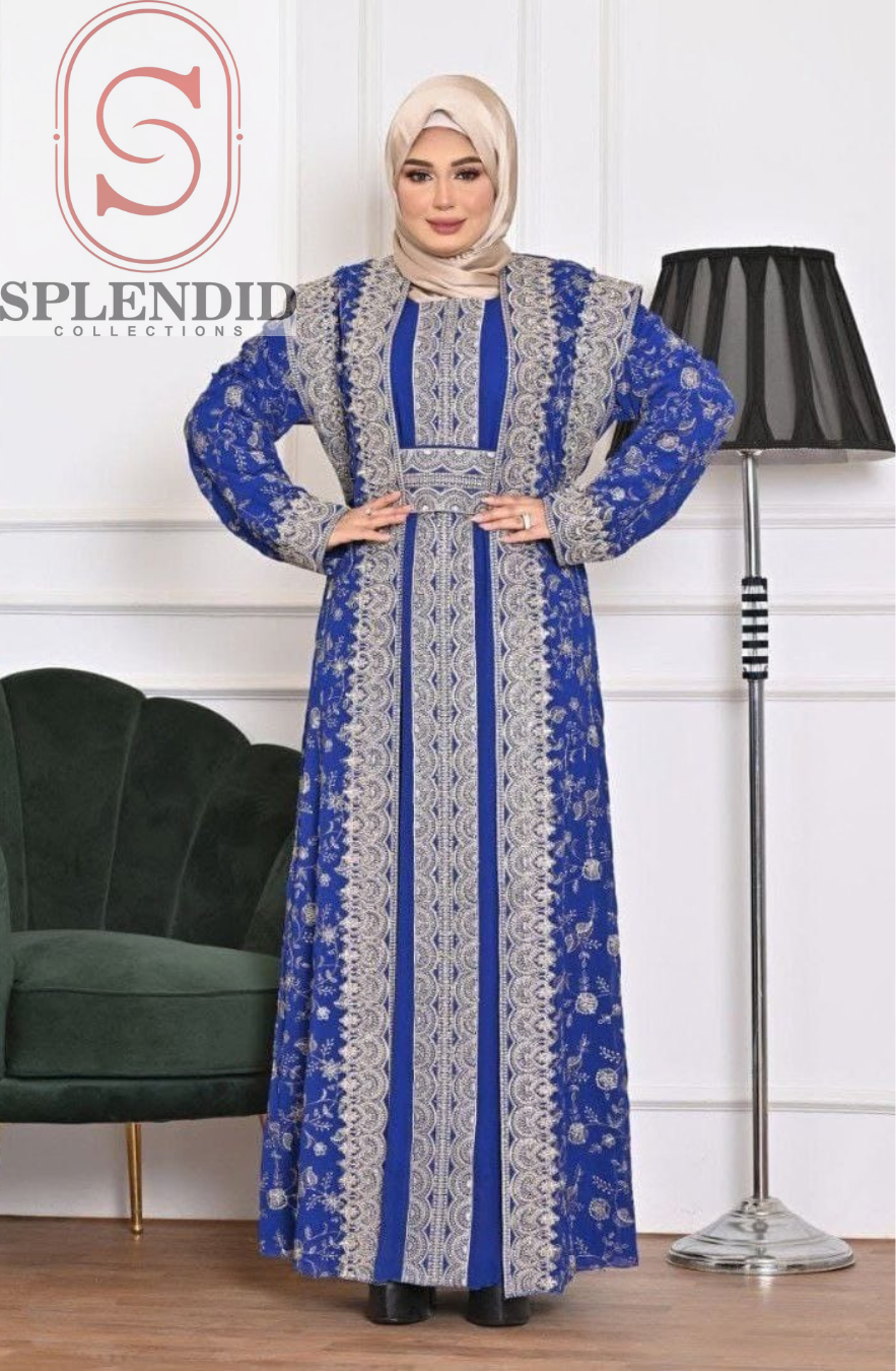 The Salma Collection: Two-Piece Embroidered Inner & Outer Abaya Set
