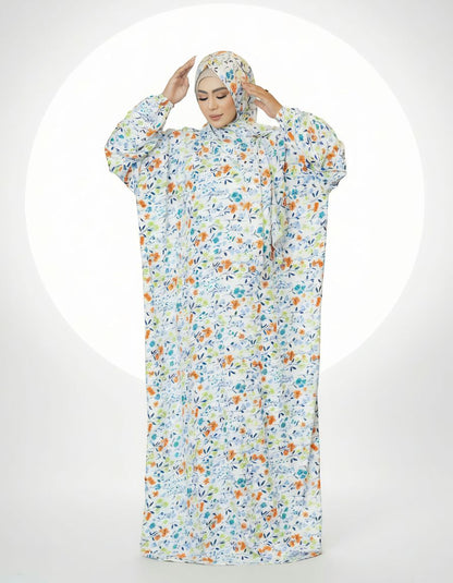 The Noor Jilbab: Beautiful Printed One-Piece Prayer Jilbab (Instant Coverage)