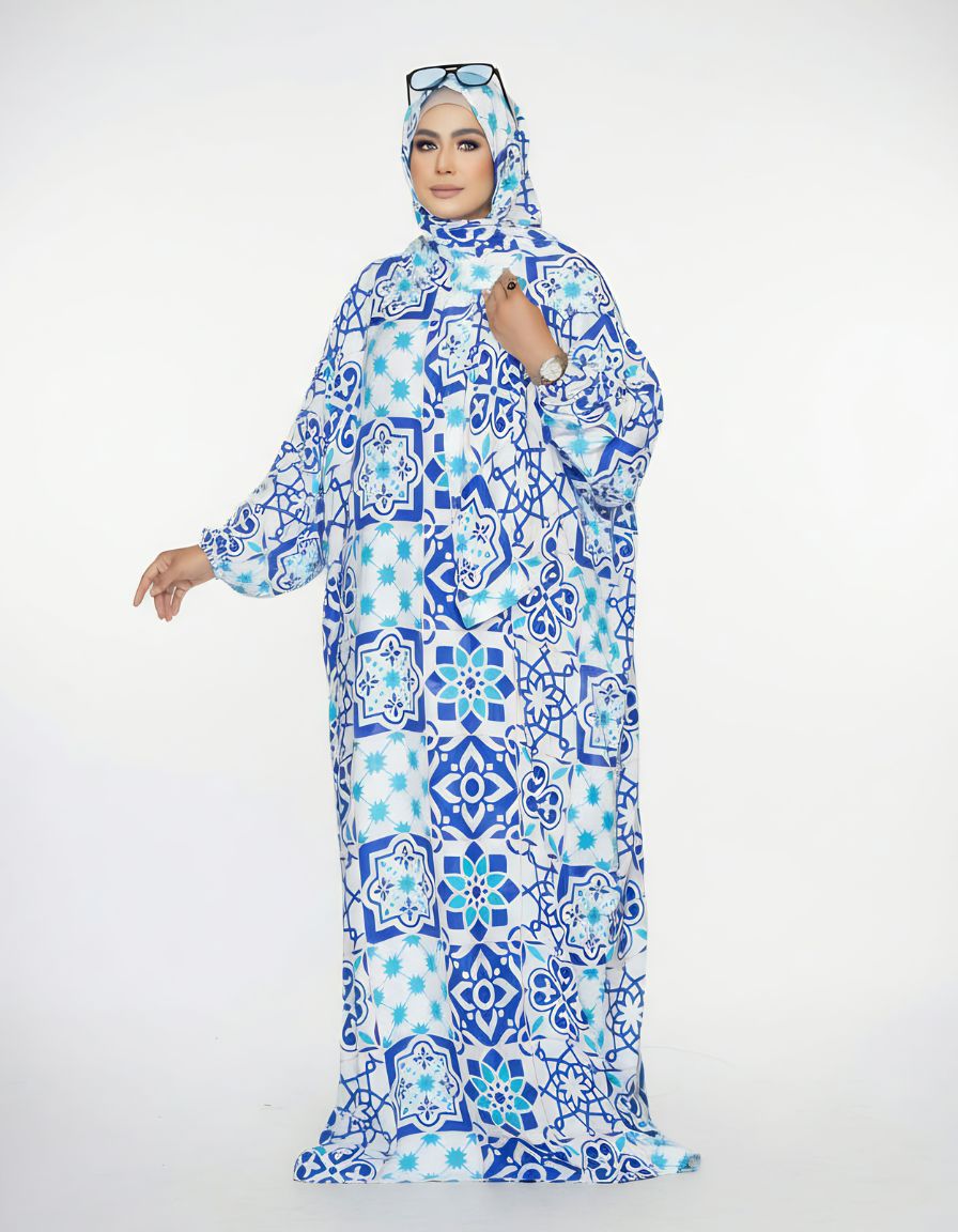 The Noor Jilbab: Beautiful Printed One-Piece Prayer Jilbab (Instant Coverage)