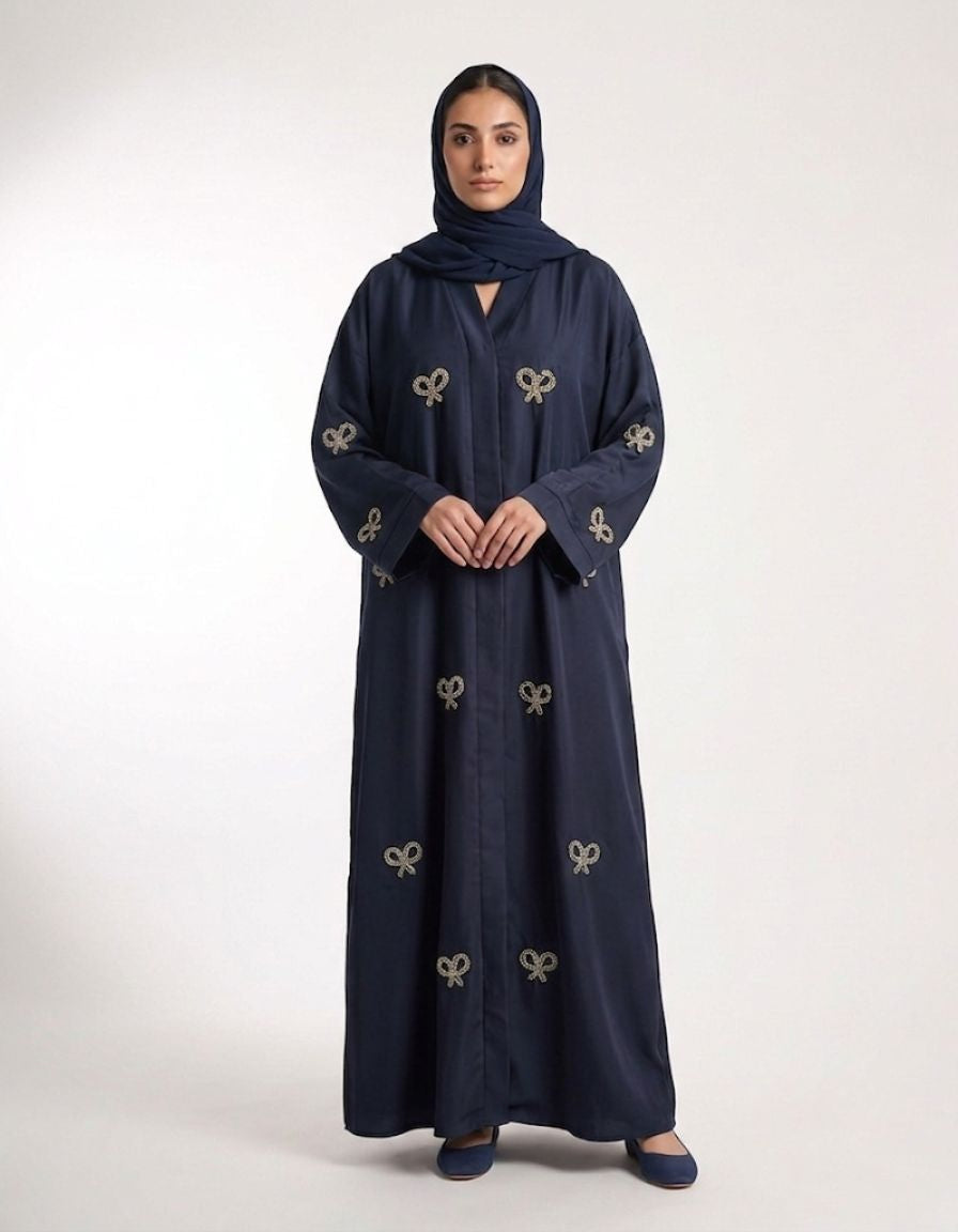 Pearl Bow Embellished Abaya