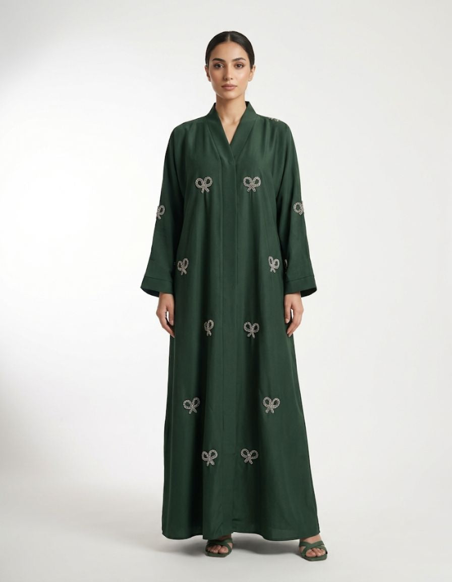 Pearl Bow Embellished Abaya