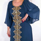 Elegant Maxi Dress with Gold Embroidery