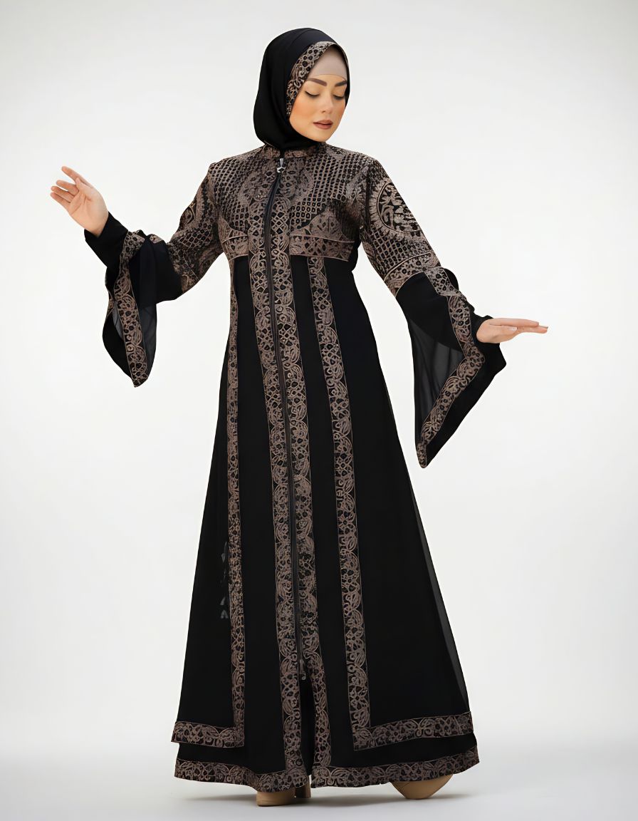 Layla Embroidered Kaftan with Bell Sleeves