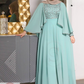 Elegant Embellished Bodice  with Flutter Cape Sleeves