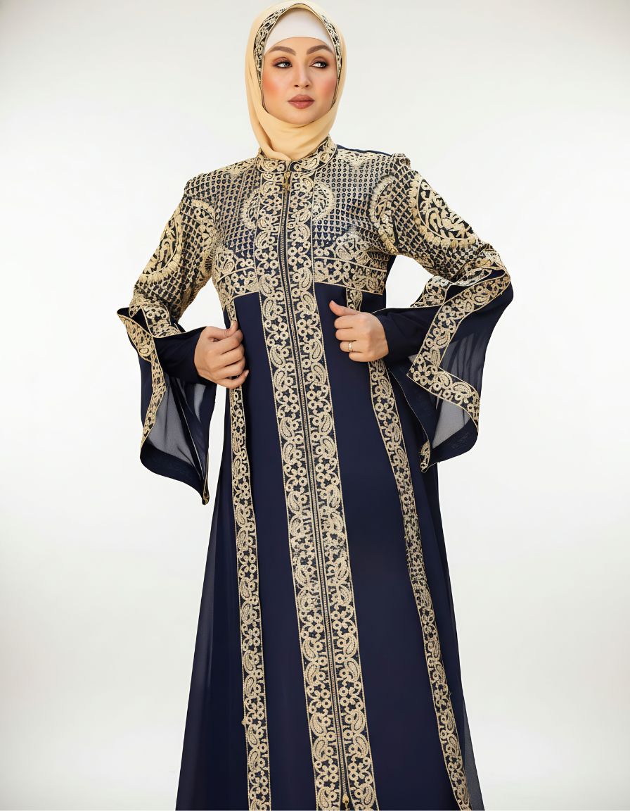 Layla Embroidered Kaftan with Bell Sleeves