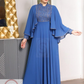 Elegant Embellished Bodice  with Flutter Cape Sleeves
